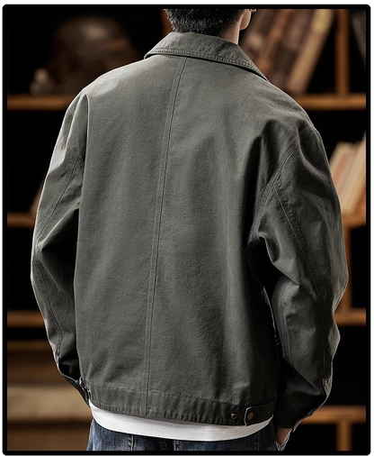 Detroit Vintage Cargo Jacket – Washed Cotton American Workwear Barn Coat for Men | Japanese vintage | yamalin clothes | Yamalinclothes