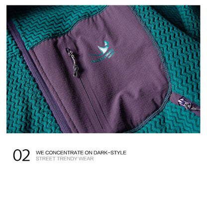Mountain Wave Contrast Polar Fleece Jacket – Warm Outdoor Liner Jacket for Autumn Winter – Japanese vintage | yamalin clothes | Yamalinclothes