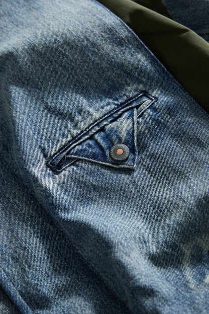 Heavyweight Washed Deconstructed Down Denim Jacket – Oversized Unisex
