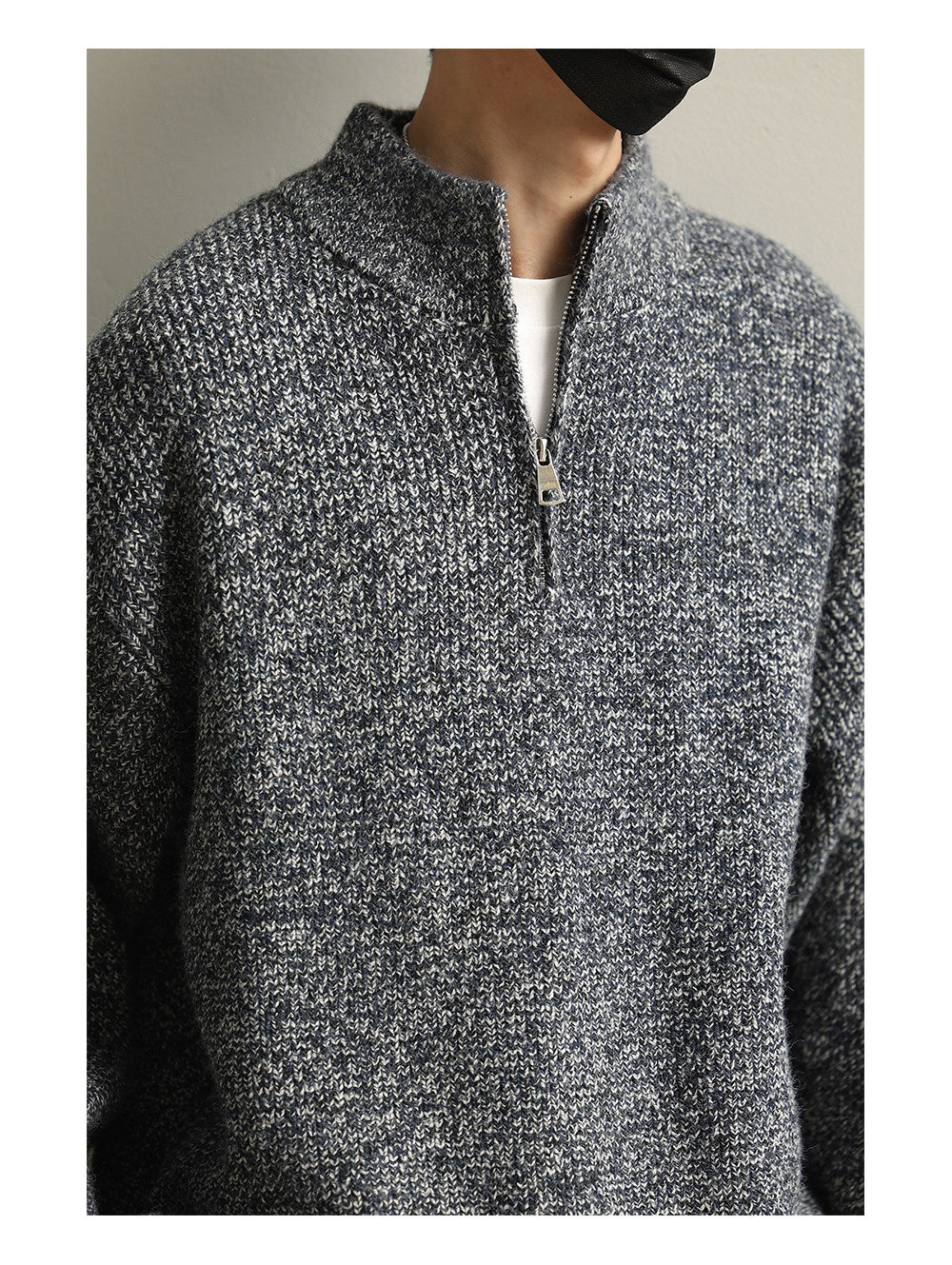 Stand Collar Half-Zip Pullover Sweater – Japanese Loose Unisex – Sweater pullover | japanese streetwear | vintage workwear | unisex | Yamalinclothes