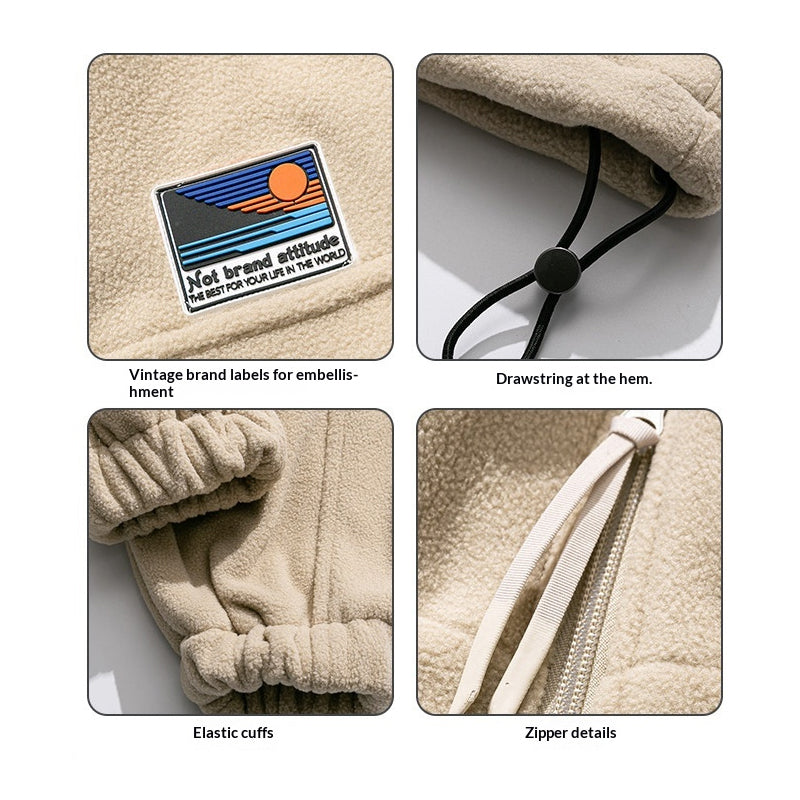 Fleece Padded Stand-Collar Zip Cardigan – Outdoor Oversized Unisex