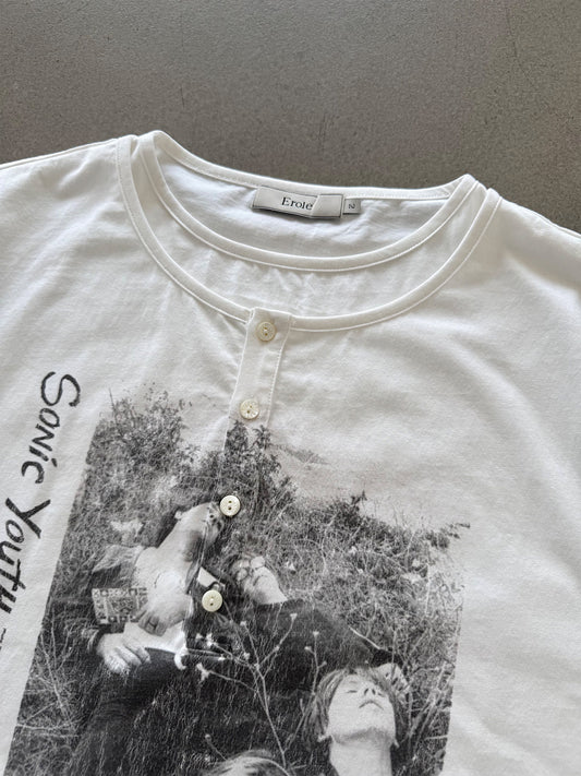 Vintage Rock Band Graphic Double Collar Long Sleeve Tee – Unisex Oversized