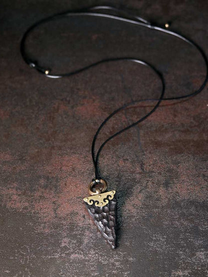 Handmade Ebony Wood Pendant Necklace – Vintage Unisex Sweater Chain