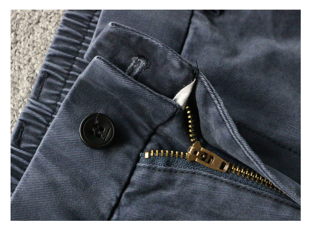Blue Vintage Utility Pants, Heavy-Duty Washed Distressed Casual Loose Wide-Leg Men's Long Pants Made of Pure Cotton