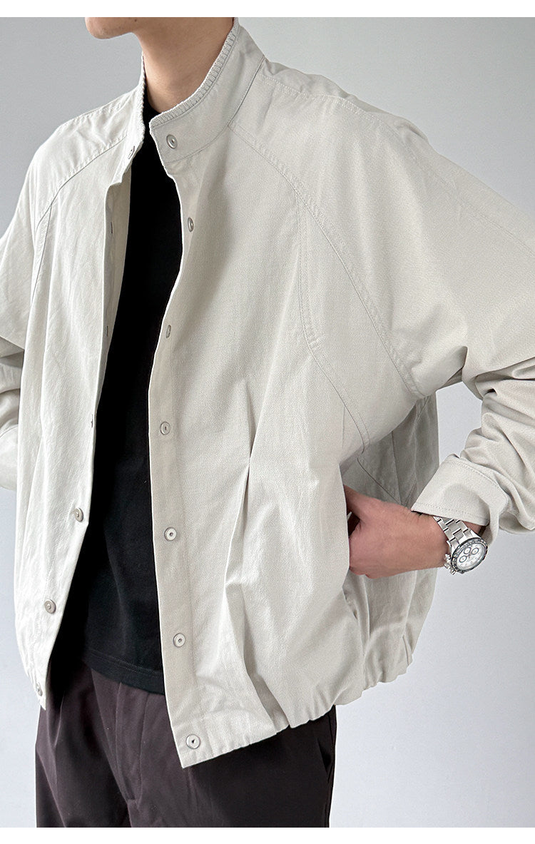 Lyocell Blend Stand-Collar Utility Jacket – Deconstructed Oversized – Japanese vintage | fall outfits 2026 | fall winter outfits | classy winter outfits | lazy comfy outfits | japanese streetwear | vintage workwear | yamalin clothes | Yamalinclothes