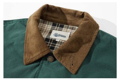 Retro Corduroy Hunting Coach Jacket – Loose Fit Rugged Outdoor Streetwear