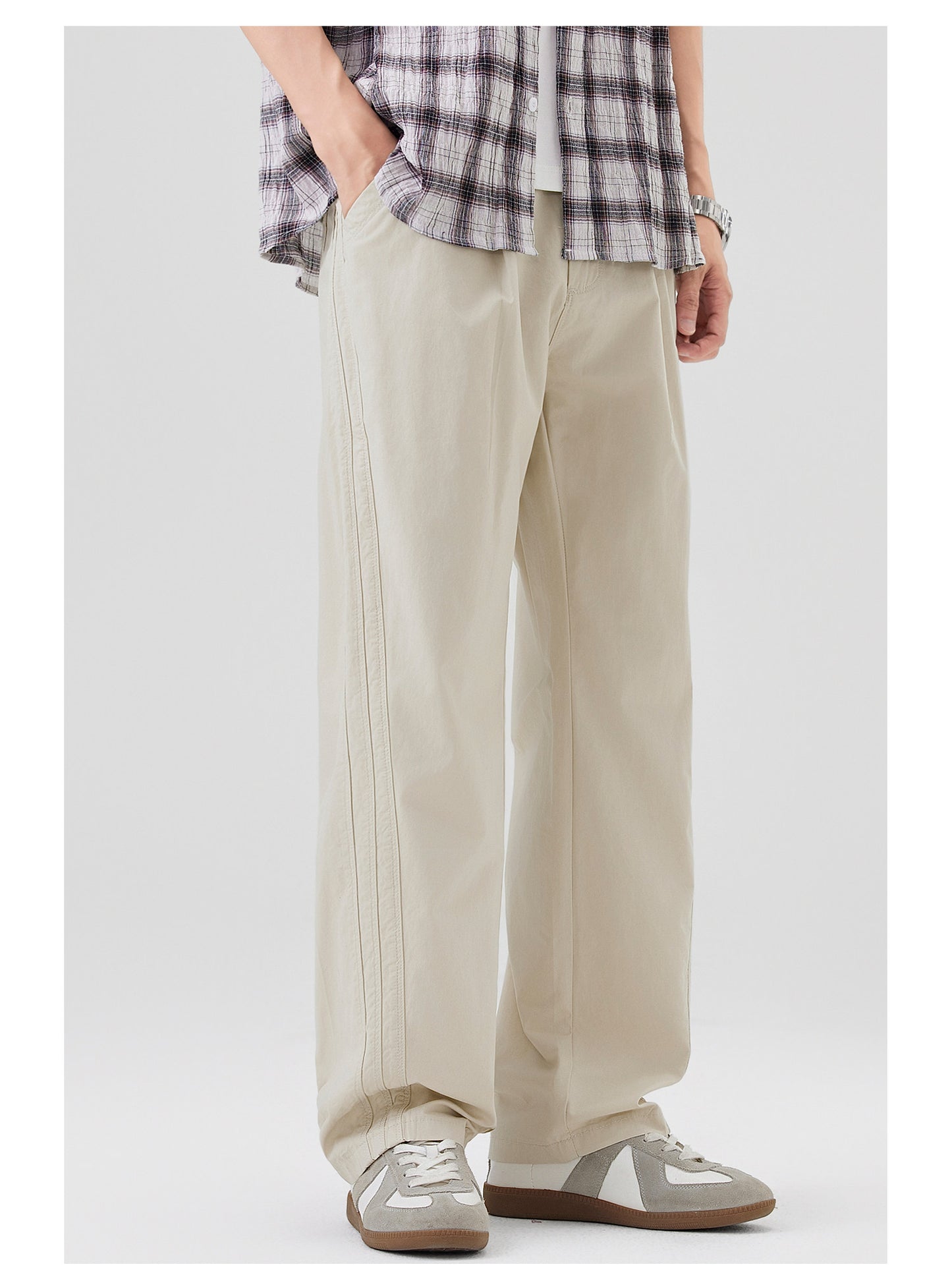 2026 Spring/Summer 170g Lightweight Japanese Cotton Straight Slacks Men's Wide-Leg Anti-Wrinkle Cargo Pants | Japanese vintage | yamalin clothes | Yamalinclothes