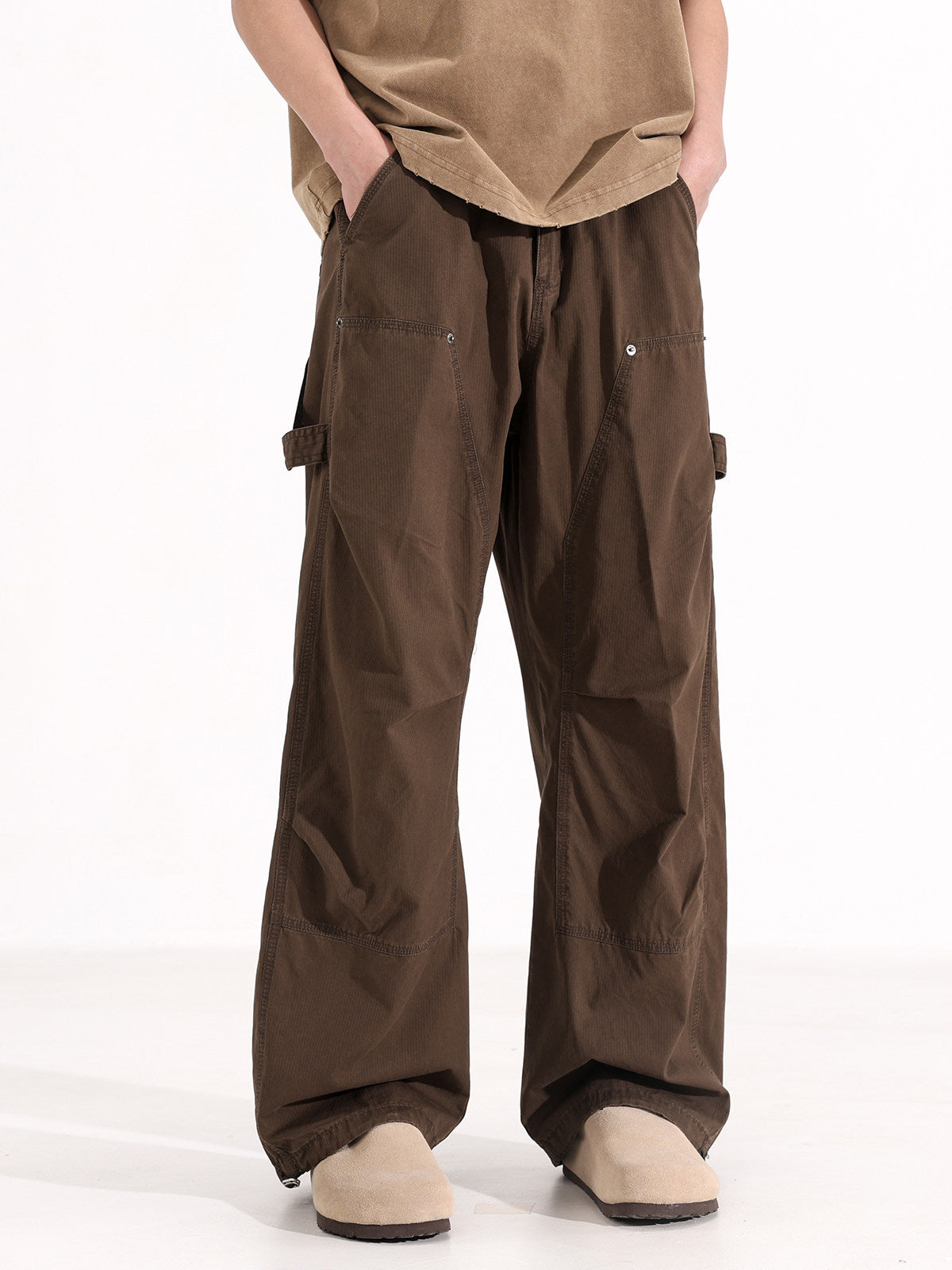 American Vintage Wide-Leg Cargo Pants – Loose Unisex Casual Spring Summer