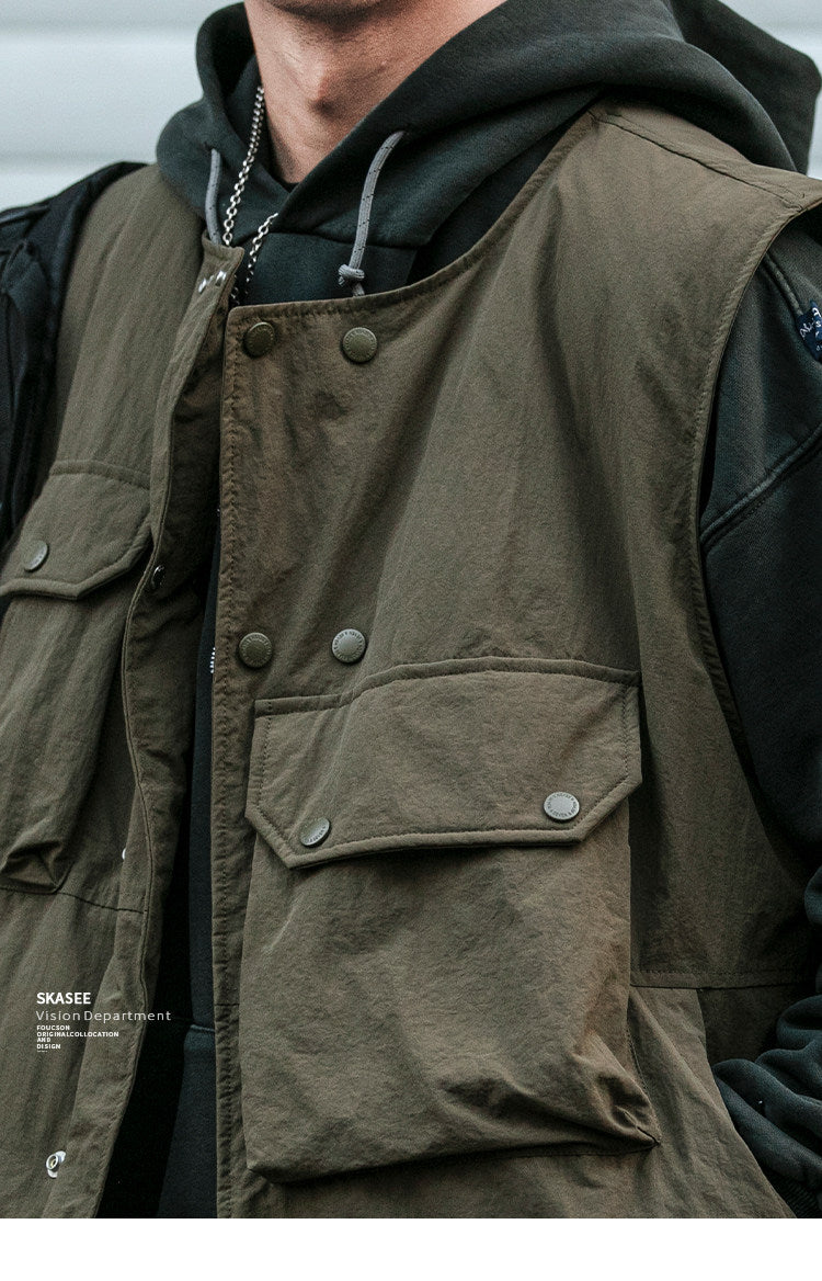 Multi-Pocket 90 Duck Down Vest – Mountain Outdoor Loose Warm Unisex – Vests | japanese streetwear | vintage workwear | unisex | Yamalinclothes