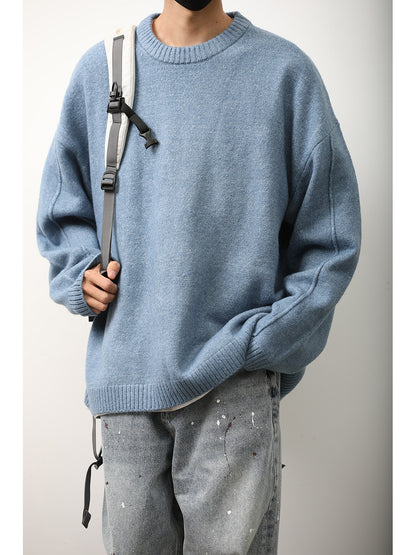 Japanese Crew Neck Knit Sweater – Unisex Base Layer Top – Japanese vintage | yamalin clothes | Yamalinclothes