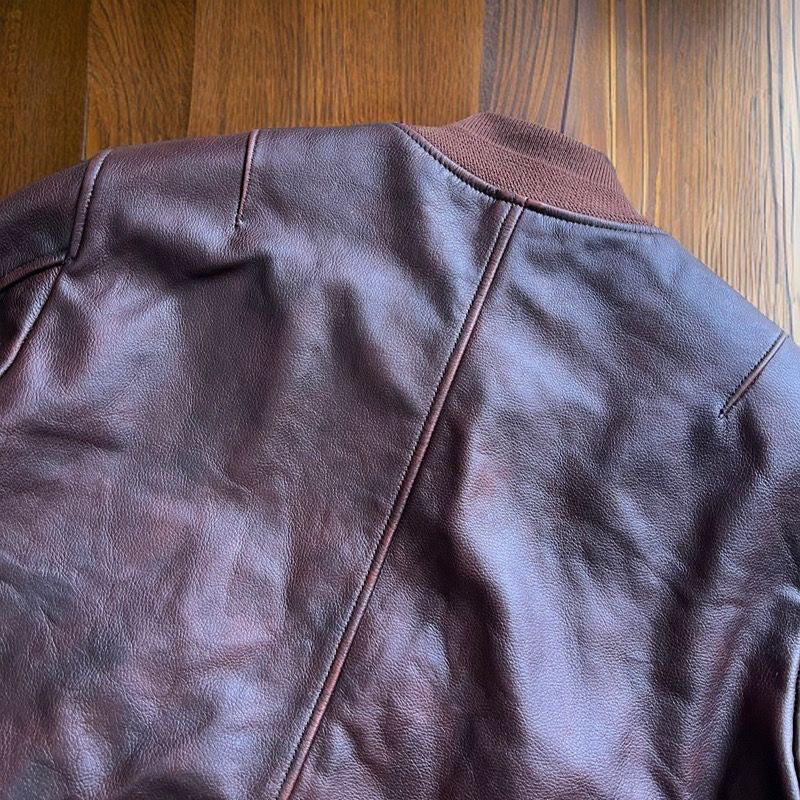 Vintage Cowhide MA-1 Flight Jacket – Hand-Polished Dark Brown Leather