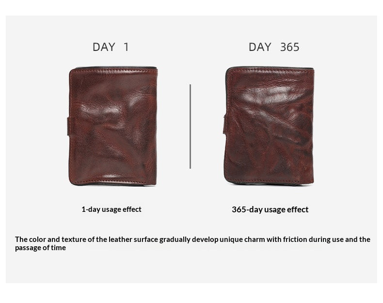 Vegetable Tanned Leather Bifold Wallet – Handmade Retro Card Holder – Japanese vintage | yamalin clothes | Yamalinclothes