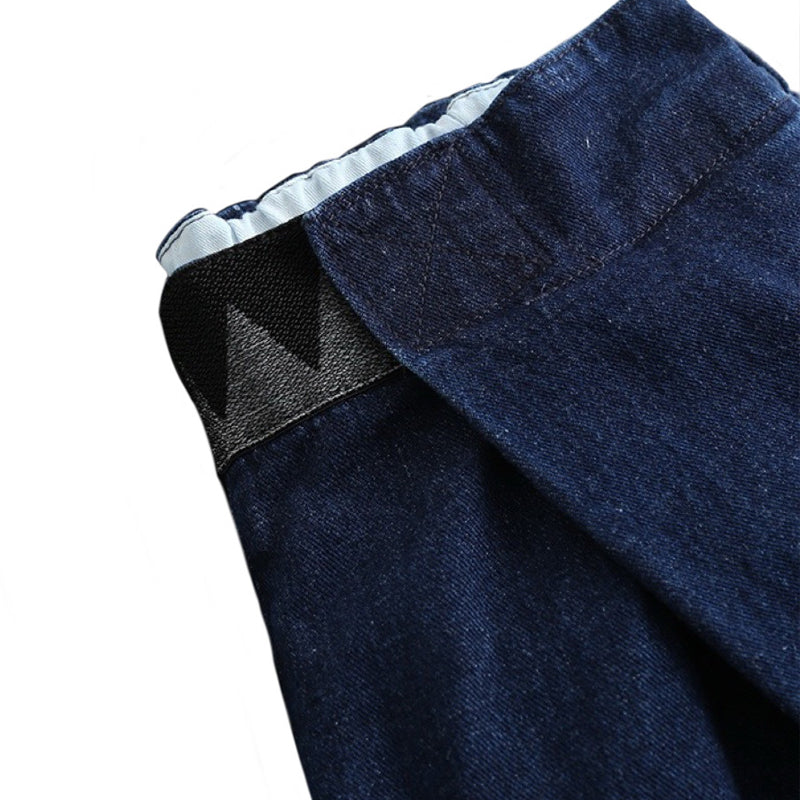 Vintage Indigo-Dyed Loose Jeans – Handmade Elastic Adjustable Waist Streetwear