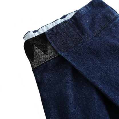Vintage Indigo-Dyed Loose Jeans – Handmade Elastic Adjustable Waist Streetwear