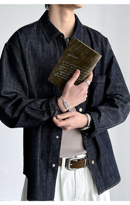 Denim Shirt – Washed Texture & Snap Front | Yamalinclothes