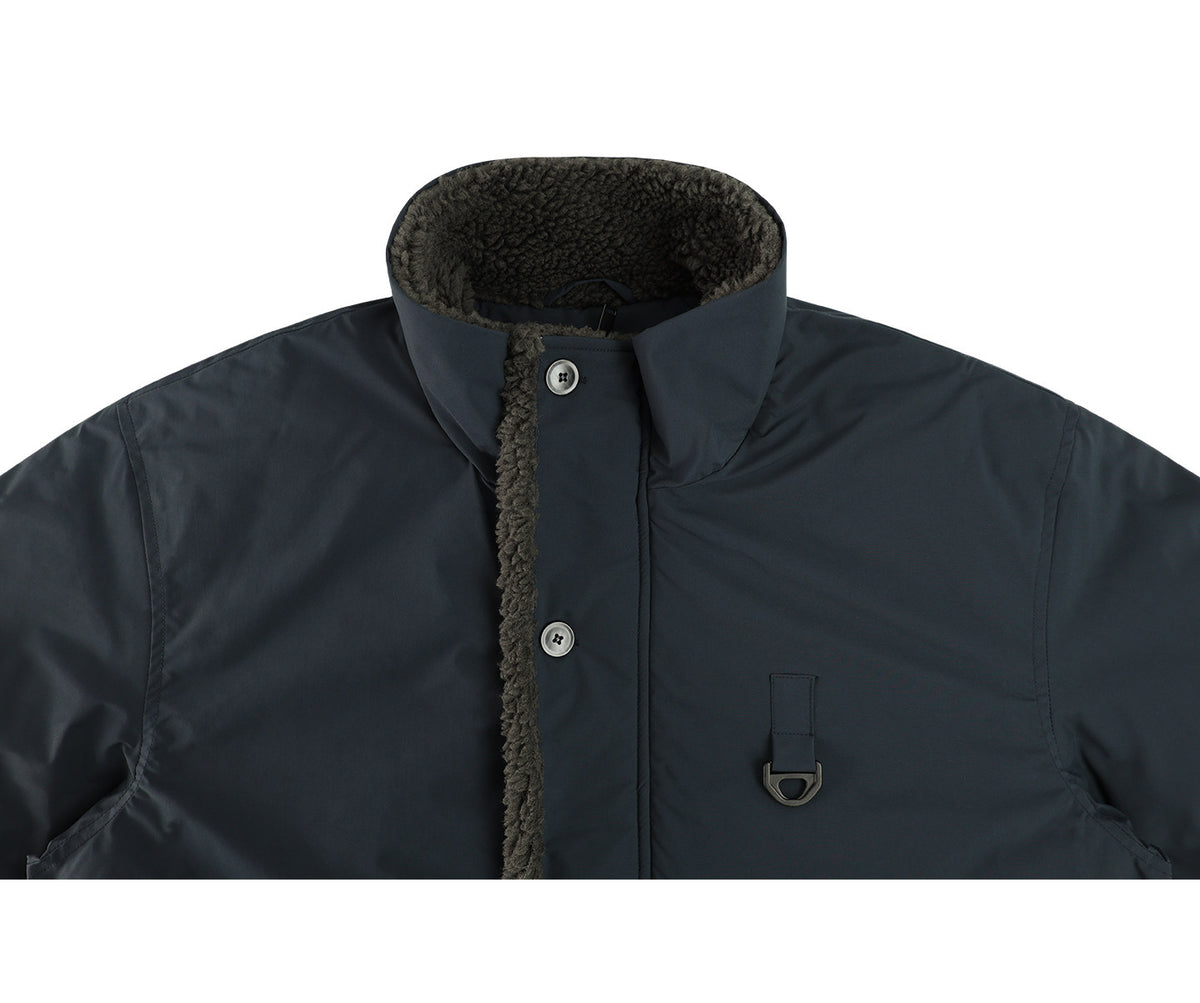 Stand-Collar Jacket – Fleece Trim & Button Front | Yamalinclothes