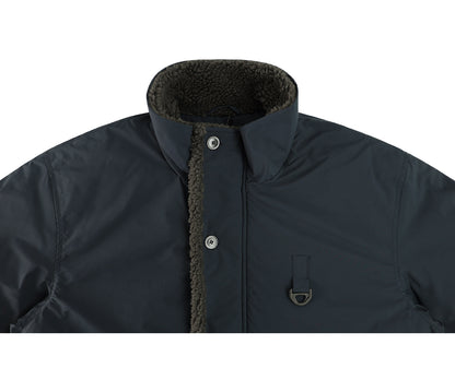 Stand-Collar Jacket – Fleece Trim & Button Front | Yamalinclothes
