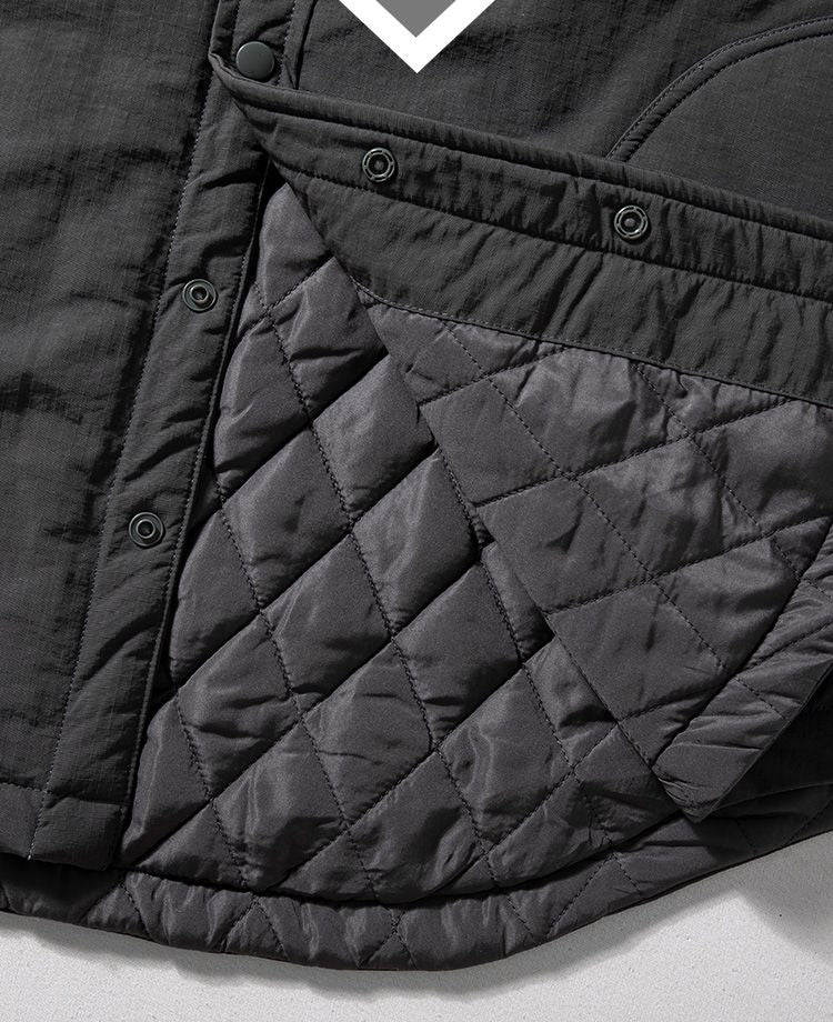 Quilted Lapel Jacket – Windproof Waterproof Oversized Unisex Cotton Padded Coat