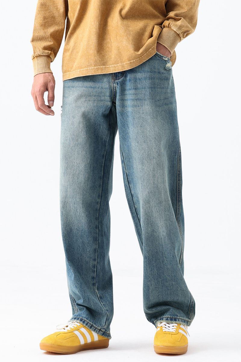 Washed Blue Jeans – Relaxed Straight Leg | Yamalinclothes