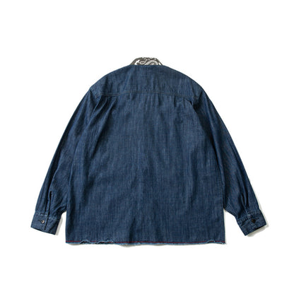 Japanese Retro Ethnic Washed Denim Kimono Jacket - Loose Vintage Workwear Shirt Robe for Men