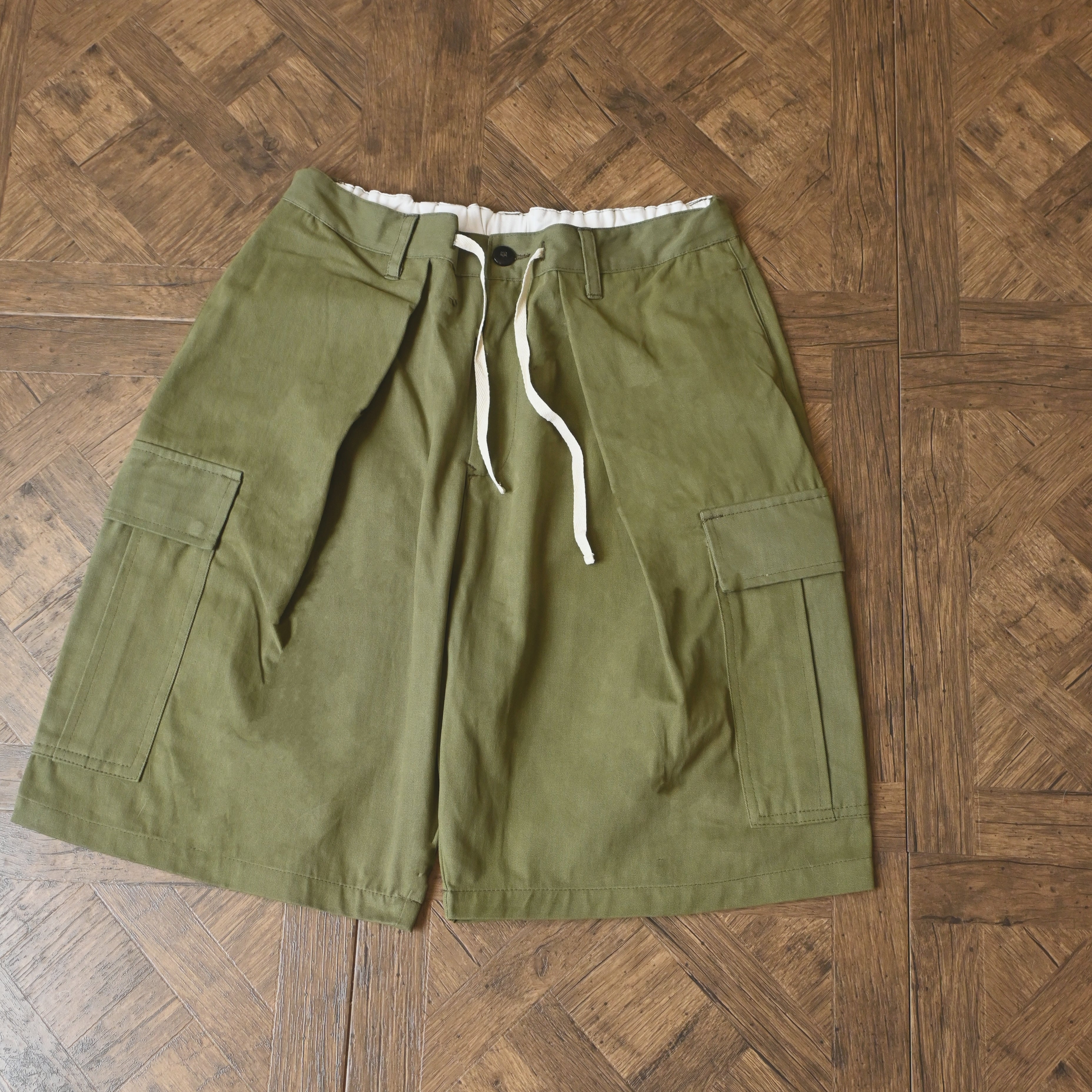 Vintage Oversized Cargo Shorts Balloon Pants A-Line Vintage Five-Point Shorts Trendy All-Cotton Japanese Style