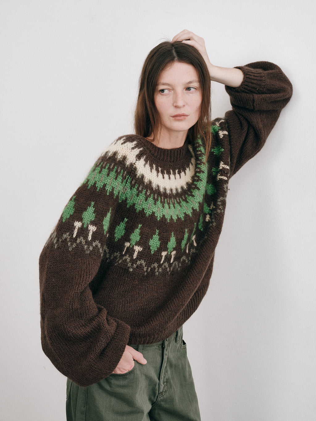 Shyshy Natural Color Block High-Price Mohair Fair Isle Sweater for Women Autumn Winter High-End Loose Pullover Top