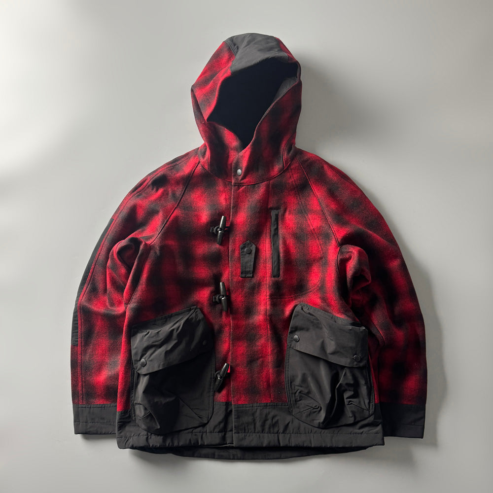 Japanese Retro Plaid Wool Hooded Coat - Thickened Warm Winter Jacket