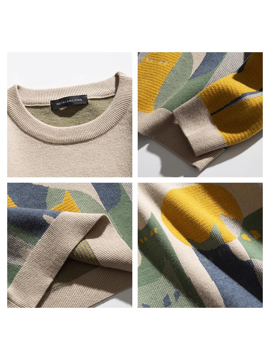 Cat Jacquard Loose Knit Sweater – American Style High-End Feel (Unisex)