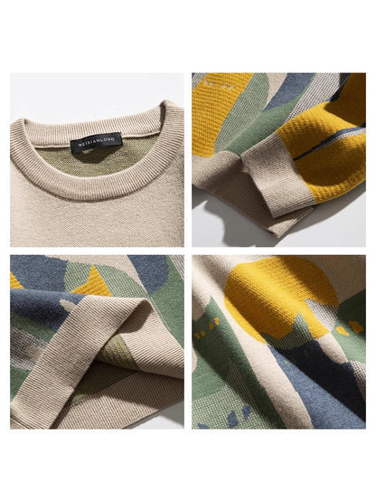 Cat Jacquard Loose Knit Sweater – American Style High-End Feel (Unisex)