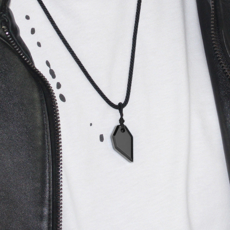 Klein Blue Men's Necklace Light Luxury Niche High-end Sense Cool Sweater Chain Trend Lucky Pendant Tungsten Pendant