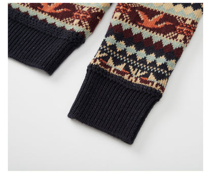 Scandinavian-British Retro Fair Isle Sweater – Loose Wool/Cashmere Blend (Unisex)