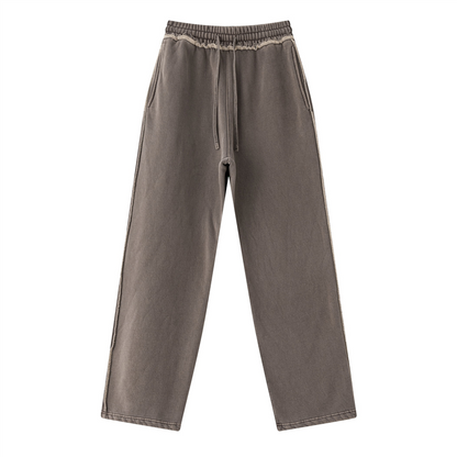 Heavyweight Fleece Washed Straight Sweatpants – Loose Casual American Style