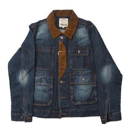 Color-Block Washed Denim Motorcycle Jacket – Retro Workwear Loose Casual Coat