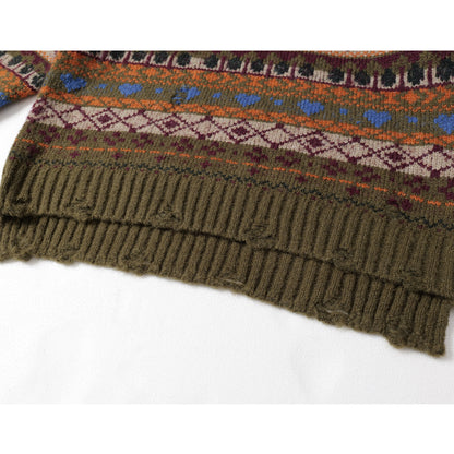 Fairland Henley-Collar Wool Blend Pullover – Heavy Vintage Knit (Unisex)