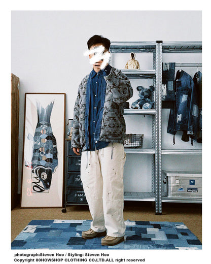 Vintage Ethnic-Style Reversible Denim Jacket – Japanese Retro Unisex Coat