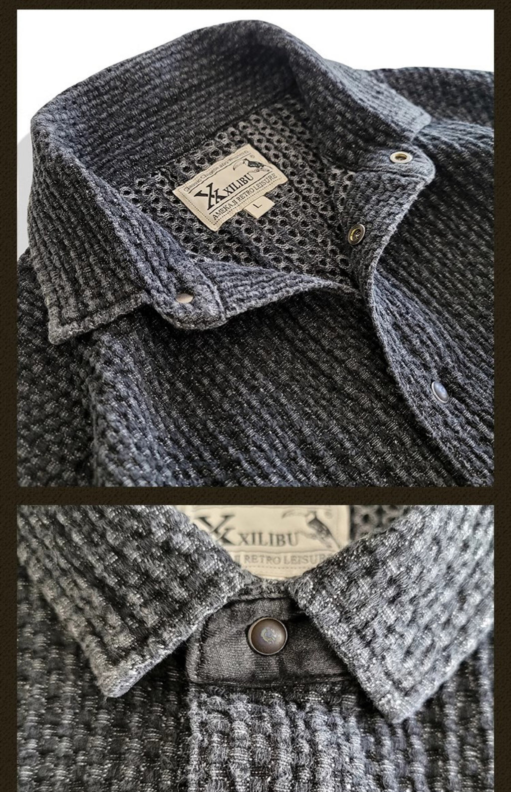 Washed Black Tie-Dye Oversized Shirt Jacket Loose Casual Khaki Vintage