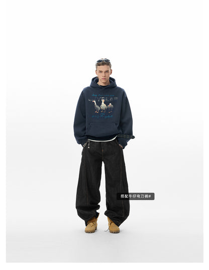 “Good Luck” Duck Hoodie – Oversized Streetwear Couple Style in a Relaxed American Cut