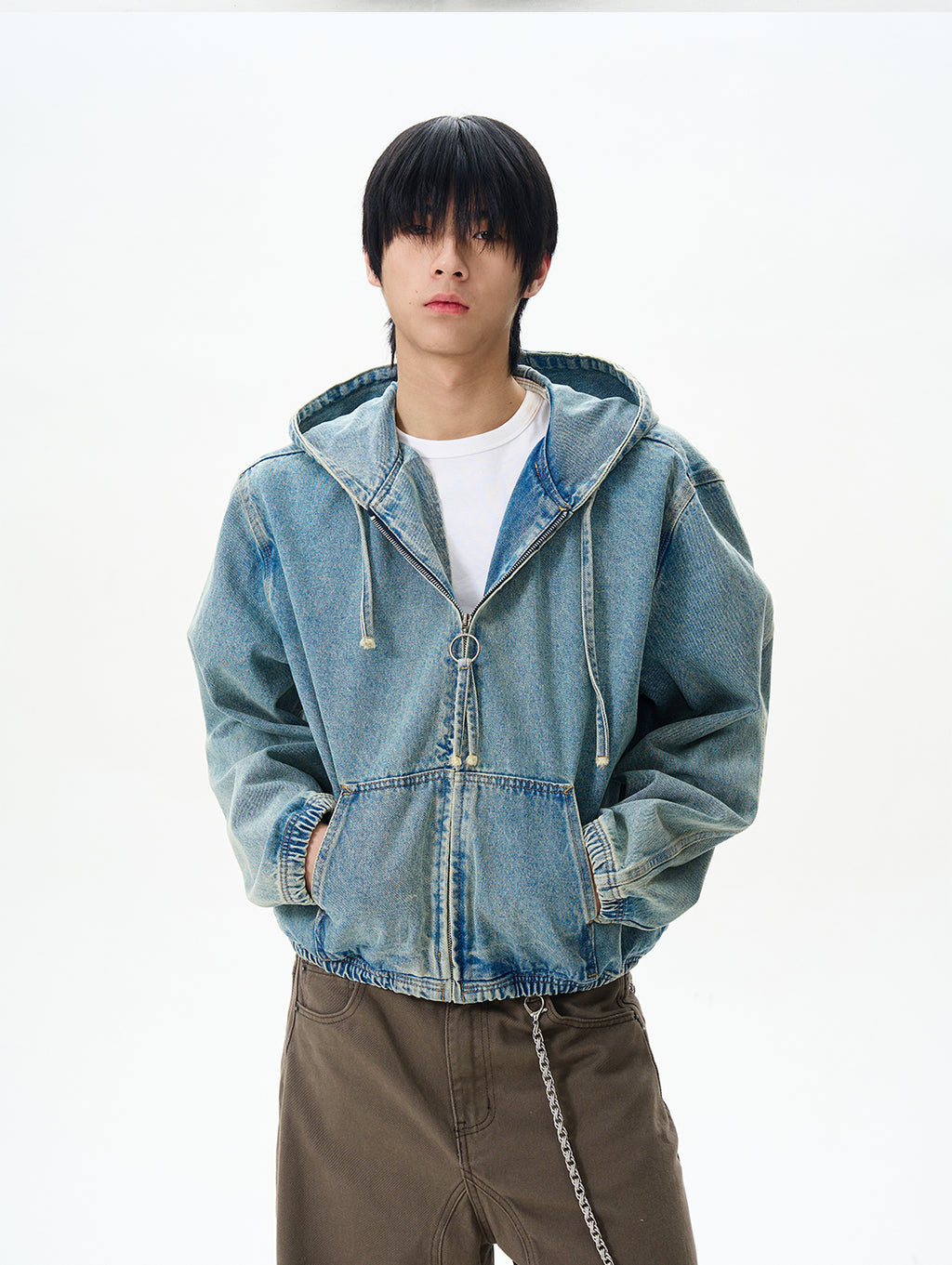 American High Street Hooded Denim Jacket for Men, Trendy Brand with High-End Feel, Cool and Unique Jacket for Couples