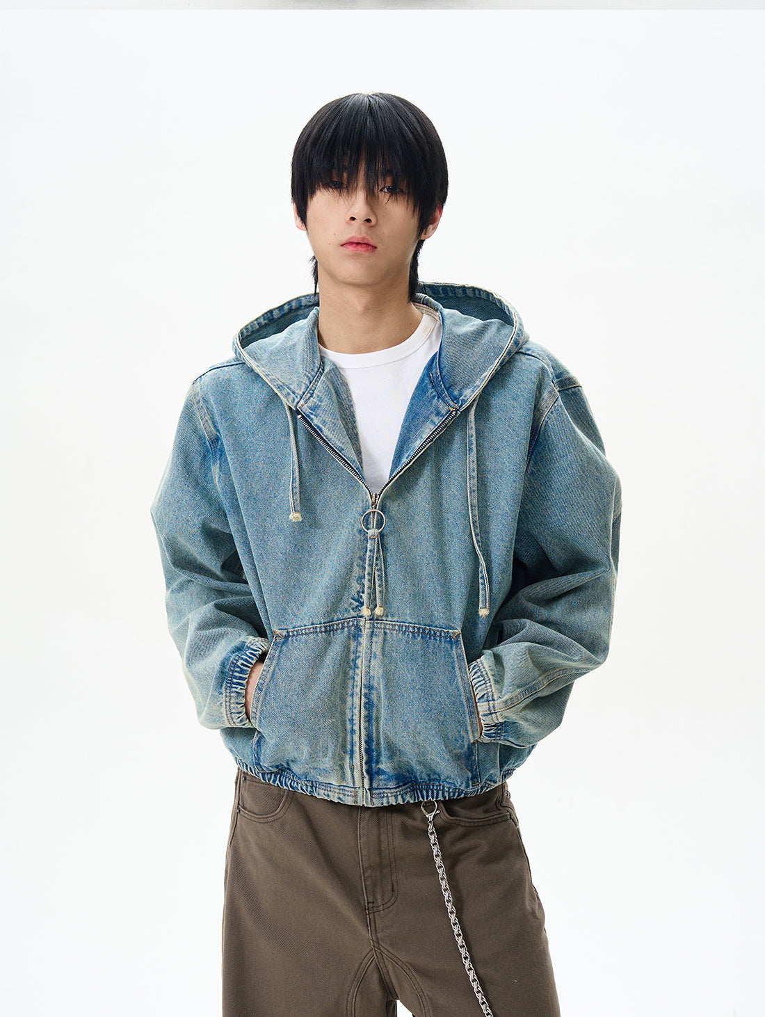 American High Street Hooded Denim Jacket for Men, Trendy Brand with High-End Feel, Cool and Unique Jacket for Couples