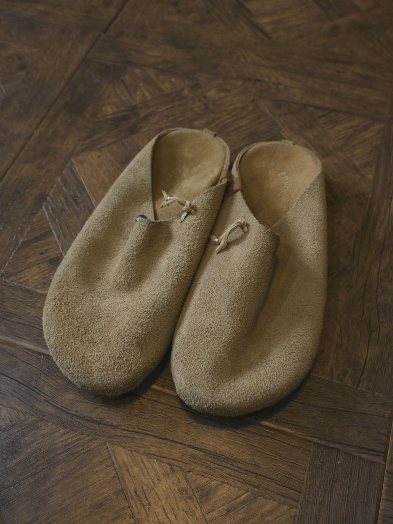 Sonofloong Retro Genuine Leather Mules - Silver Buckle Thick-Soled Cork Birkenstock Style