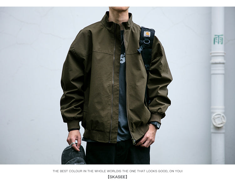 Men's American Style Waterproof Coach Jacket - Trendy Stand Collar Outdoor Windbreaker