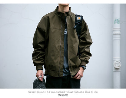 Men's American Style Waterproof Coach Jacket - Trendy Stand Collar Outdoor Windbreaker