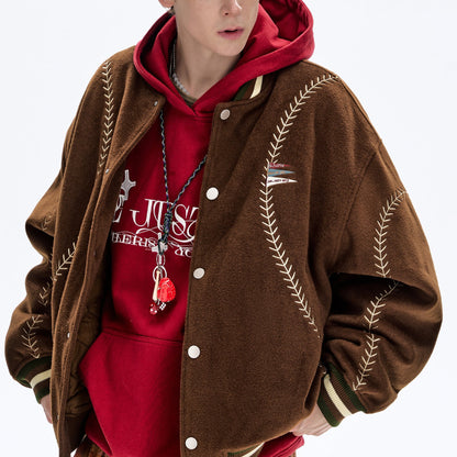 BJHG Quilted Baseball Jacket - American Style Color-Block Winter Coat (Unisex)