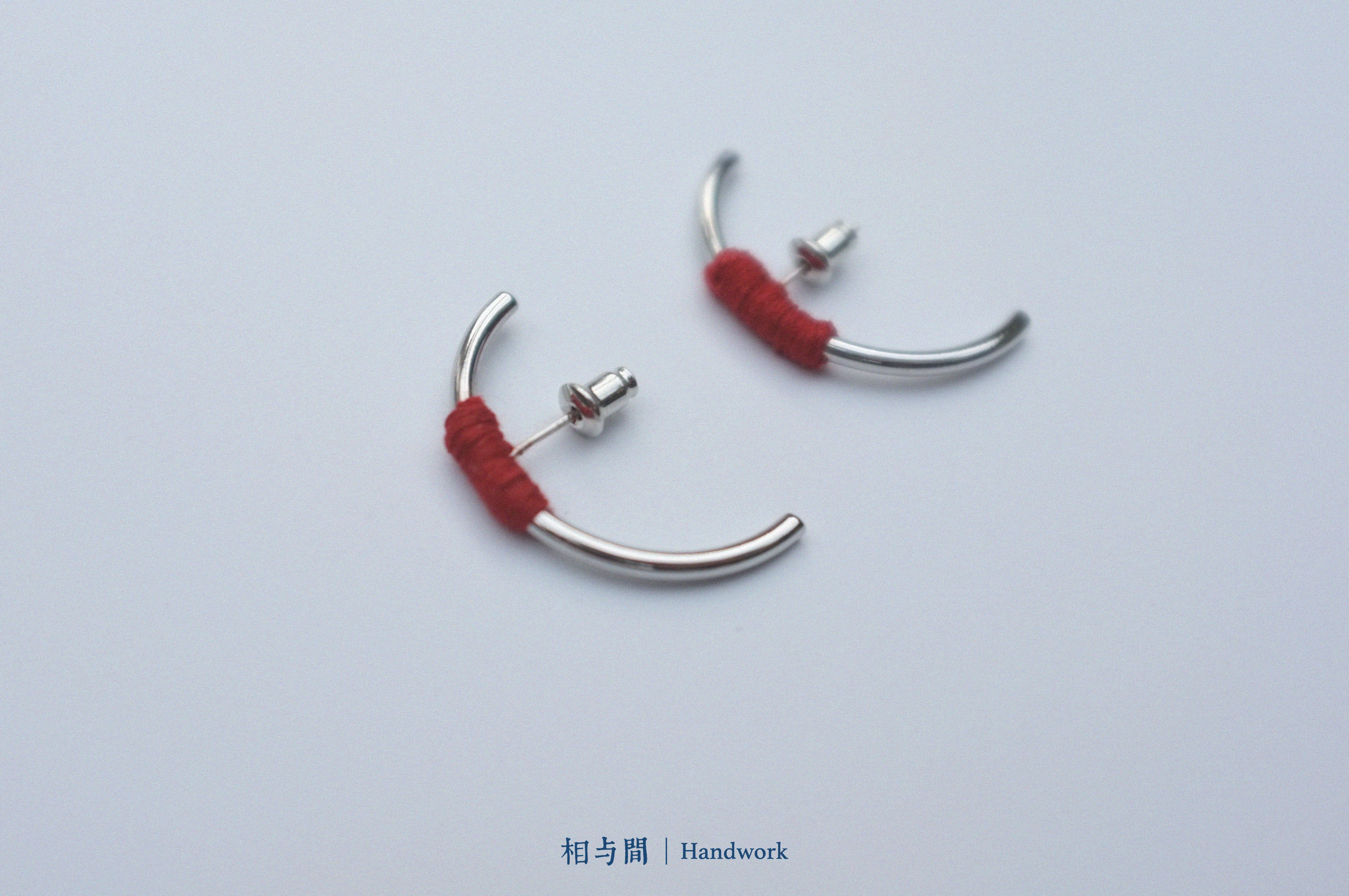 Original New Year Red Plant-Dyed Earrings Handmade Geometric Niche Personality Ear Jewelry 925 Silver Ear Studs