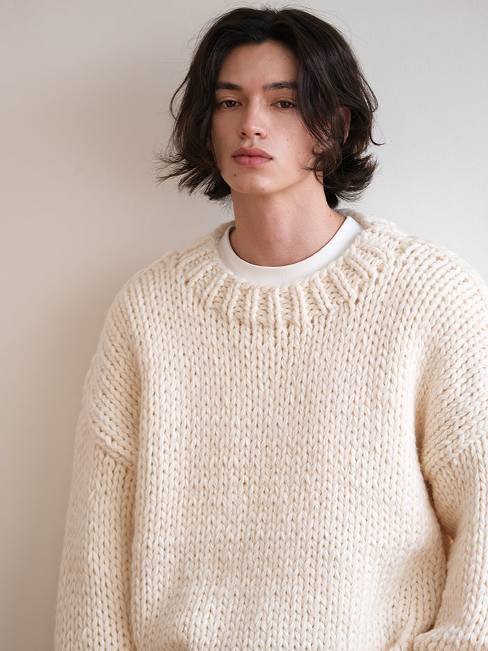 Coke Life Carpem Winter Nordic Iceland Wool Sweater - Handmade Thick-Knit Loose Lazy Top