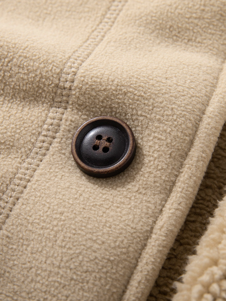 Joks Priit Fleece-Lined Baseball Jacket - Japanese Style Lamb Wool Coat (Men)