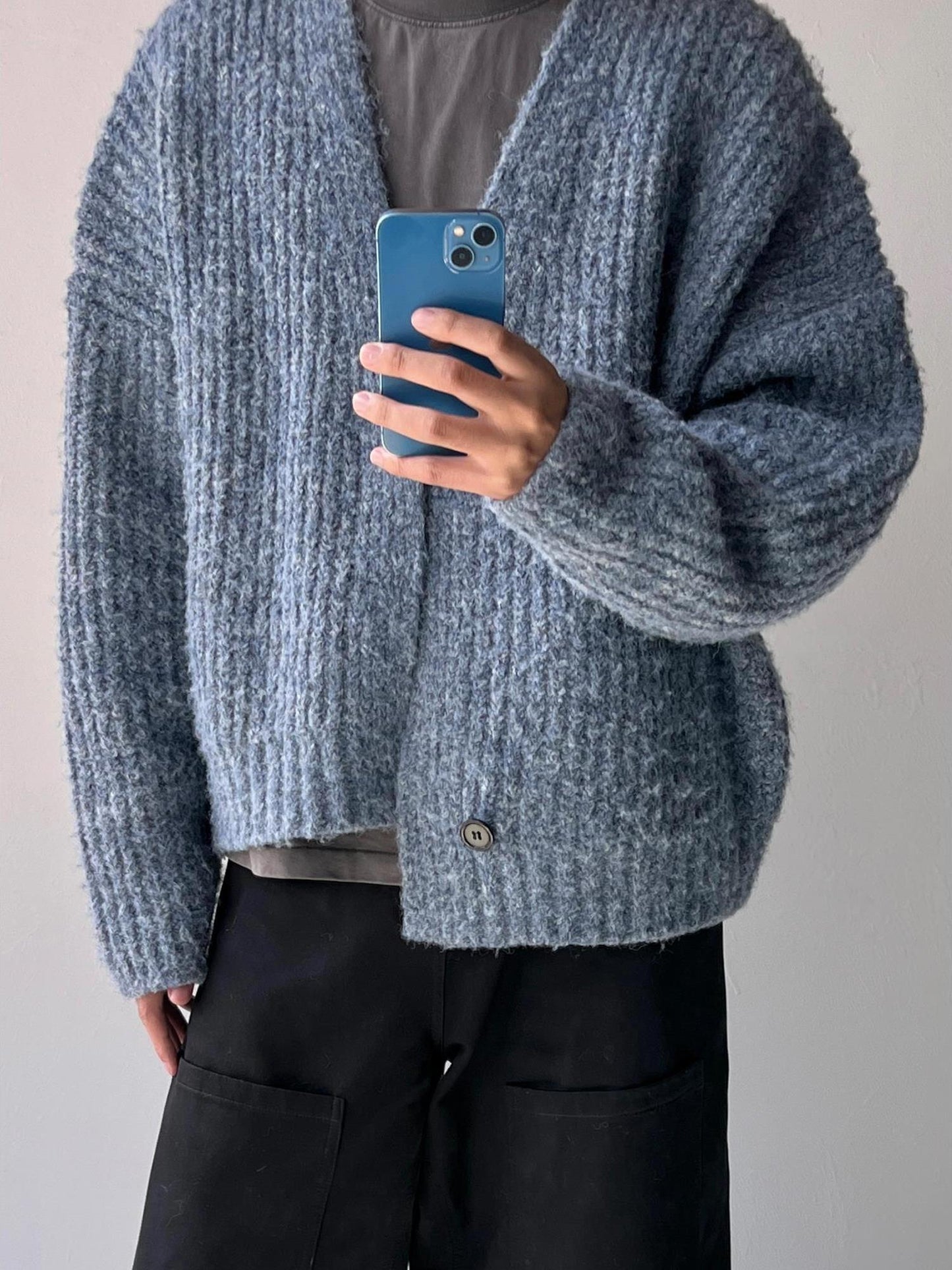 American Style Short-Wide Knit Cardigan – Loose Spring/Autumn Jacket (Unisex)