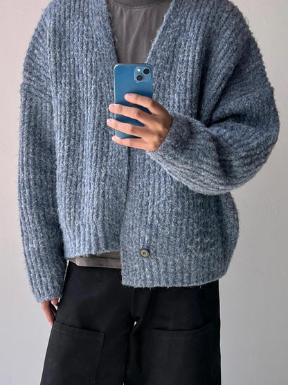 American Style Short-Wide Knit Cardigan – Loose Spring/Autumn Jacket (Unisex)