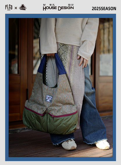 Original 2025 Spring New Retro Patchwork Design Single Shoulder Handbag Large Capacity Commuter Bag