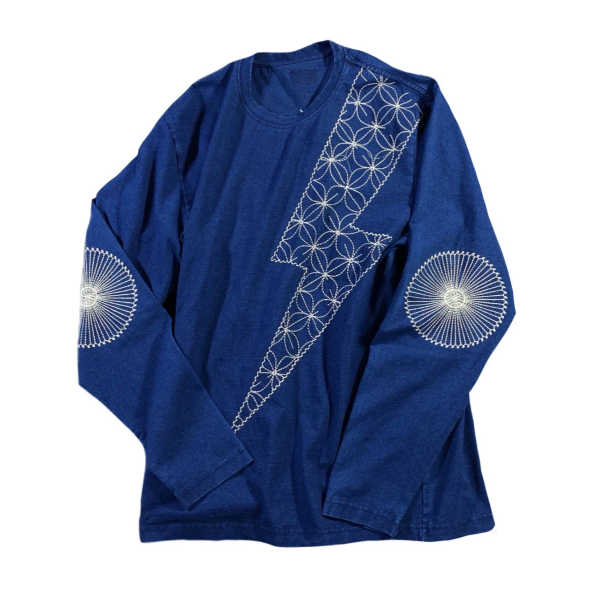 Japanese Vintage Indigo Long Sleeve T-Shirt – Washed Loose Casual Tee for Men – Japanese vintage | yamalin clothes | Yamalinclothes